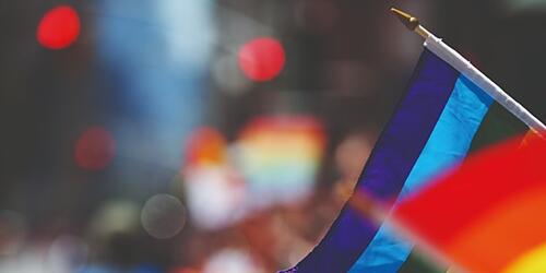 a photograph of a rainbow flag